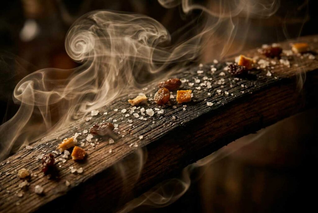 Dettaglio fumo di torba e botti di sherry per Lagavulin
