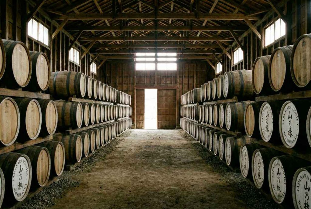 Cantina di invecchiamento whisky in Giappone