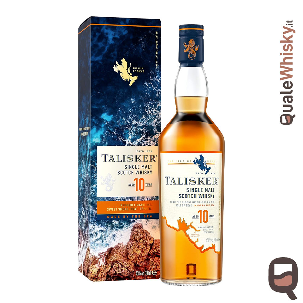 Bottiglia Talisker 10 anni con confezione recensione e prezzo QualeWhisky